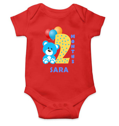 Custom Name Second Month Rompers for Baby Girl- FunkyTeesClub