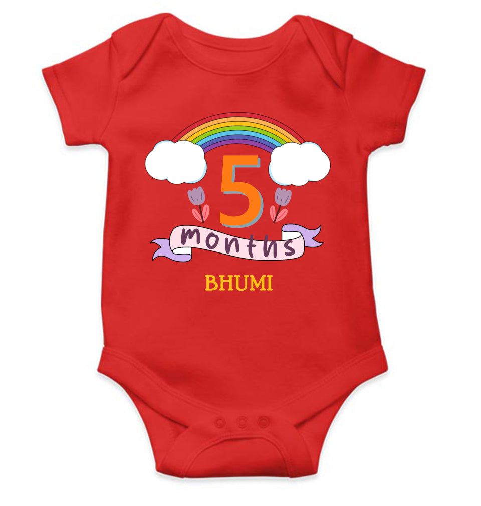 Custom Name Fifth Month Rompers for Baby Girl- FunkyTeesClub