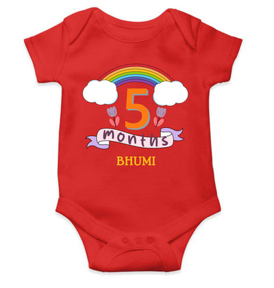 Custom Name Fifth Month Rompers for Baby Girl- FunkyTeesClub