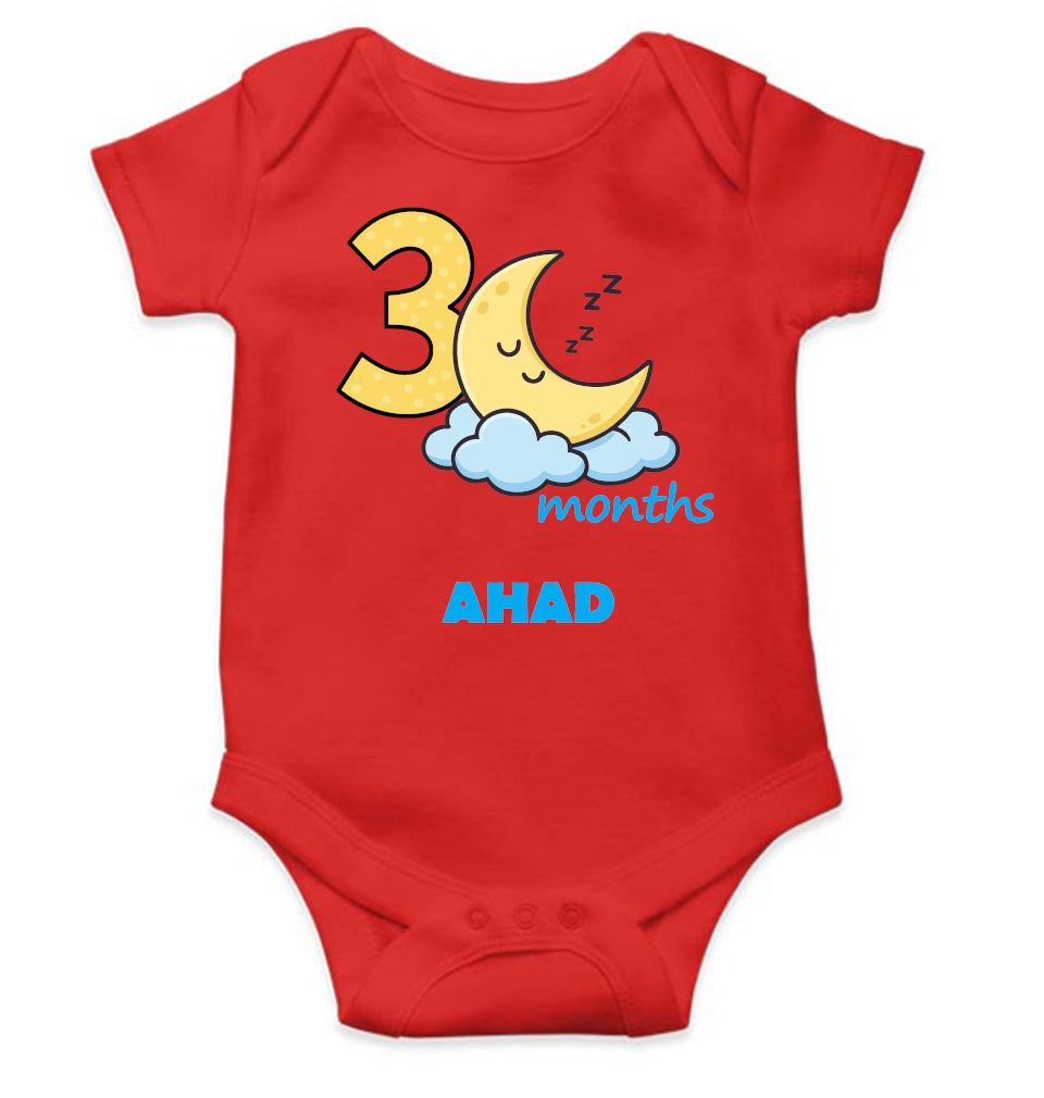 Custom Name Third Month Rompers for Baby Boy- FunkyTeesClub