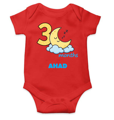 Custom Name Third Month Rompers for Baby Boy- FunkyTeesClub