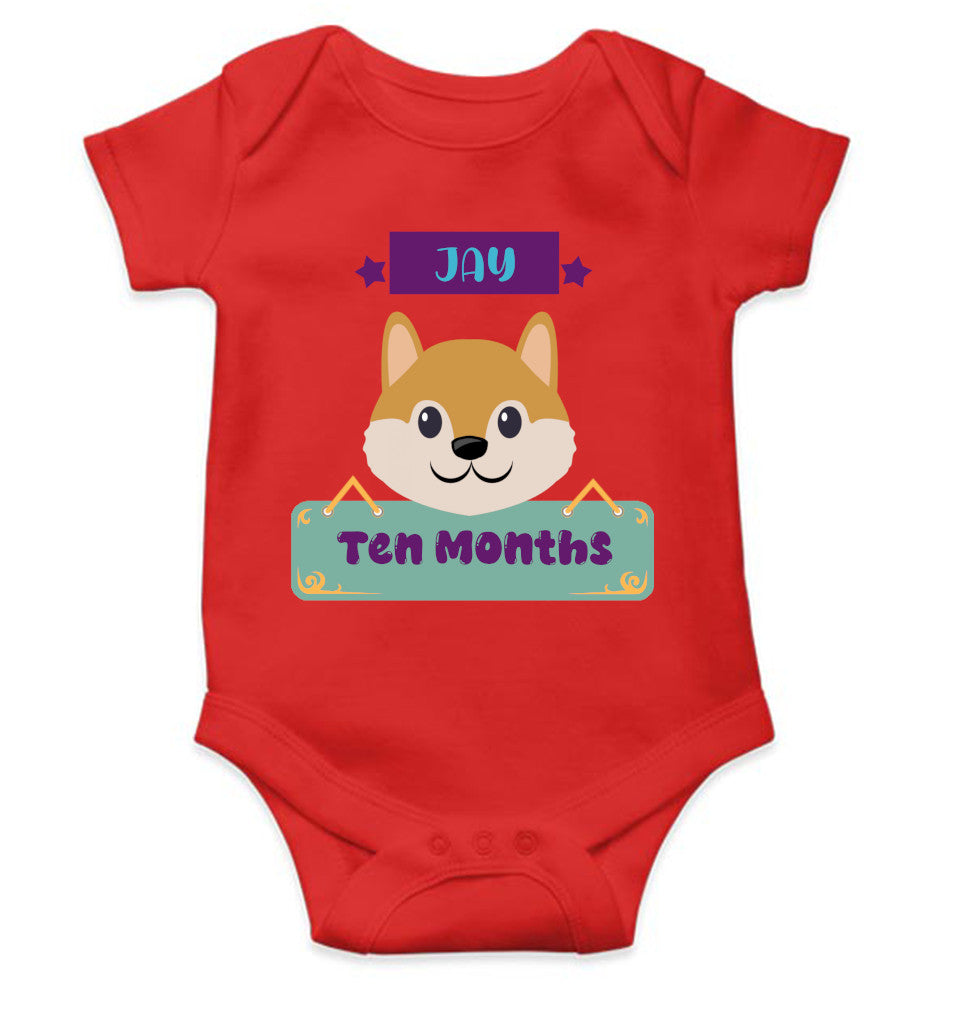 Custom Name Ten Months Rompers for Baby Boy- FunkyTeesClub