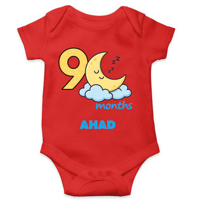 Custom Name Ninth Month Rompers for Baby Boy- FunkyTeesClub