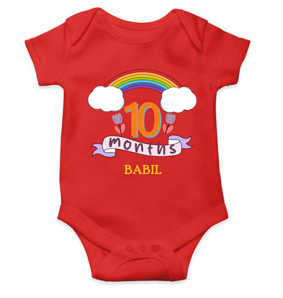 Custom Name Tenth Month Rompers for Baby Boy- FunkyTeesClub