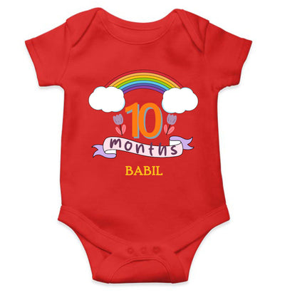 Custom Name Tenth Month Rompers for Baby Boy- FunkyTeesClub