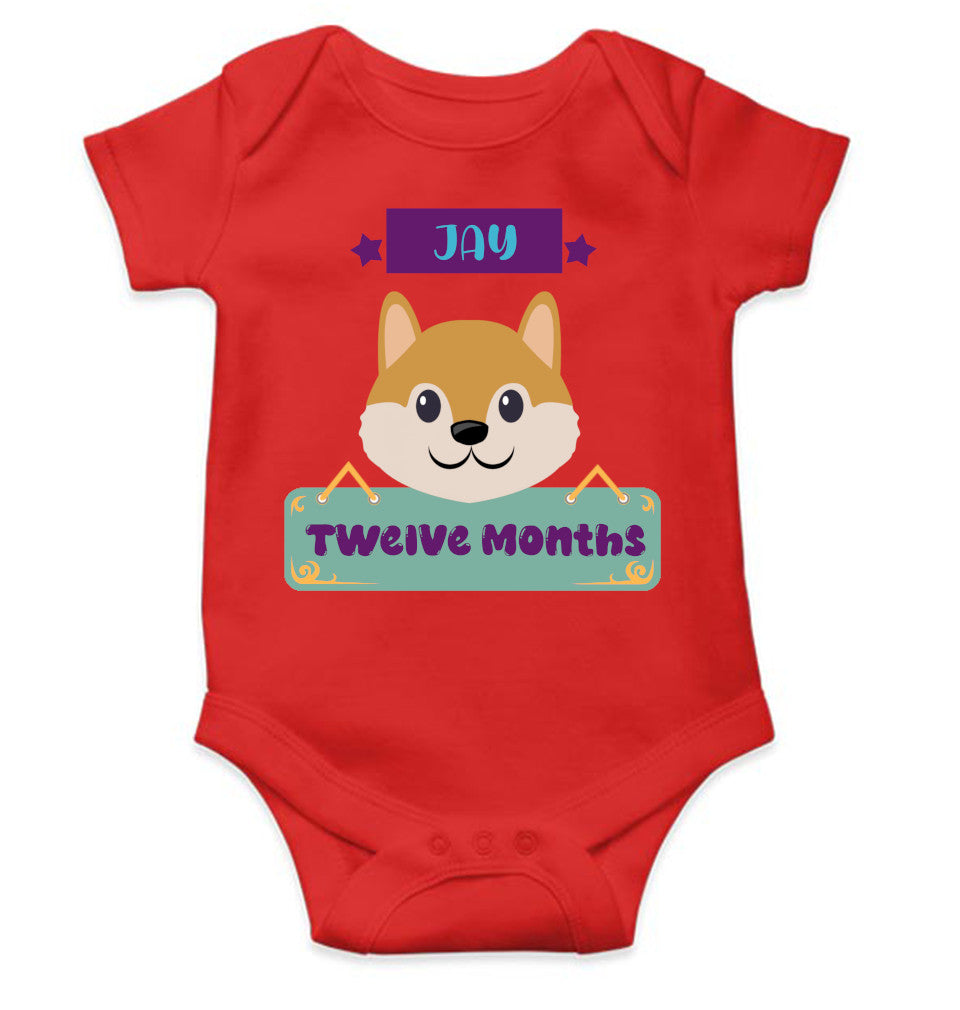 Custom Name Twelve Months Rompers for Baby Boy- FunkyTeesClub