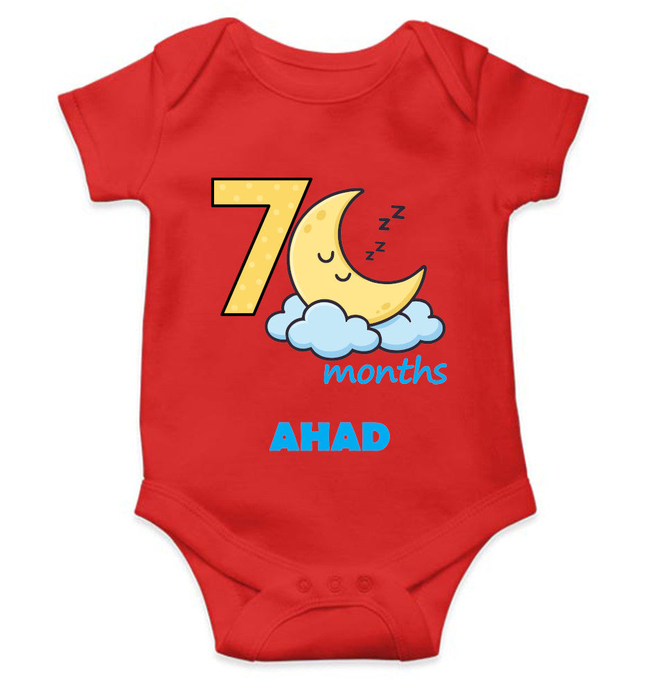 Custom Name Seventh Month Rompers for Baby Boy- FunkyTeesClub
