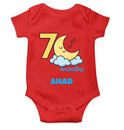 Custom Name Seventh Month Rompers for Baby Boy- FunkyTeesClub