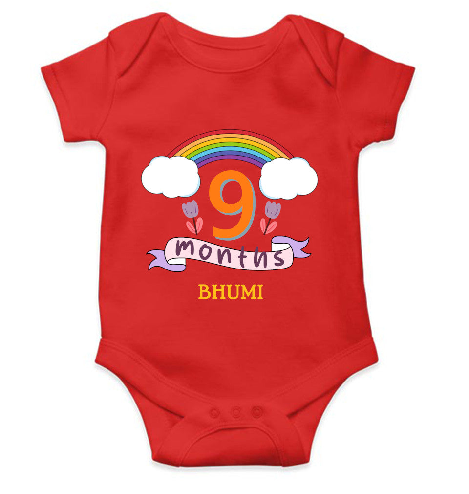 Custom Name Ninth Month Rompers for Baby Girl- FunkyTeesClub