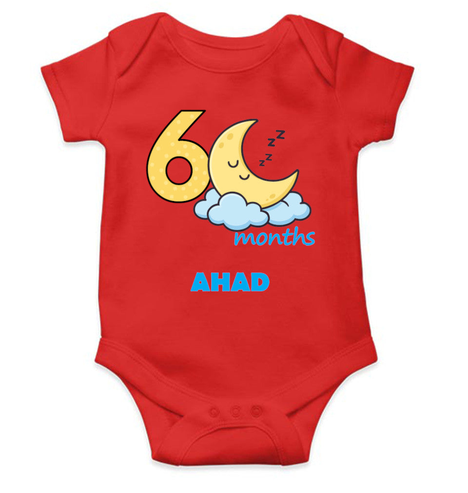 Custom Name Sixth Month Rompers for Baby Boy- FunkyTeesClub
