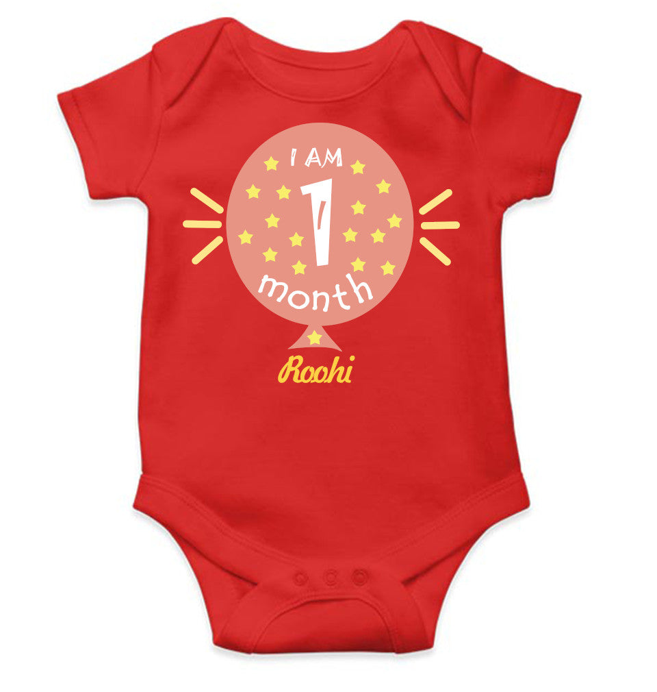 Custom Name I Am One Month Rompers for Baby Girl- FunkyTeesClub