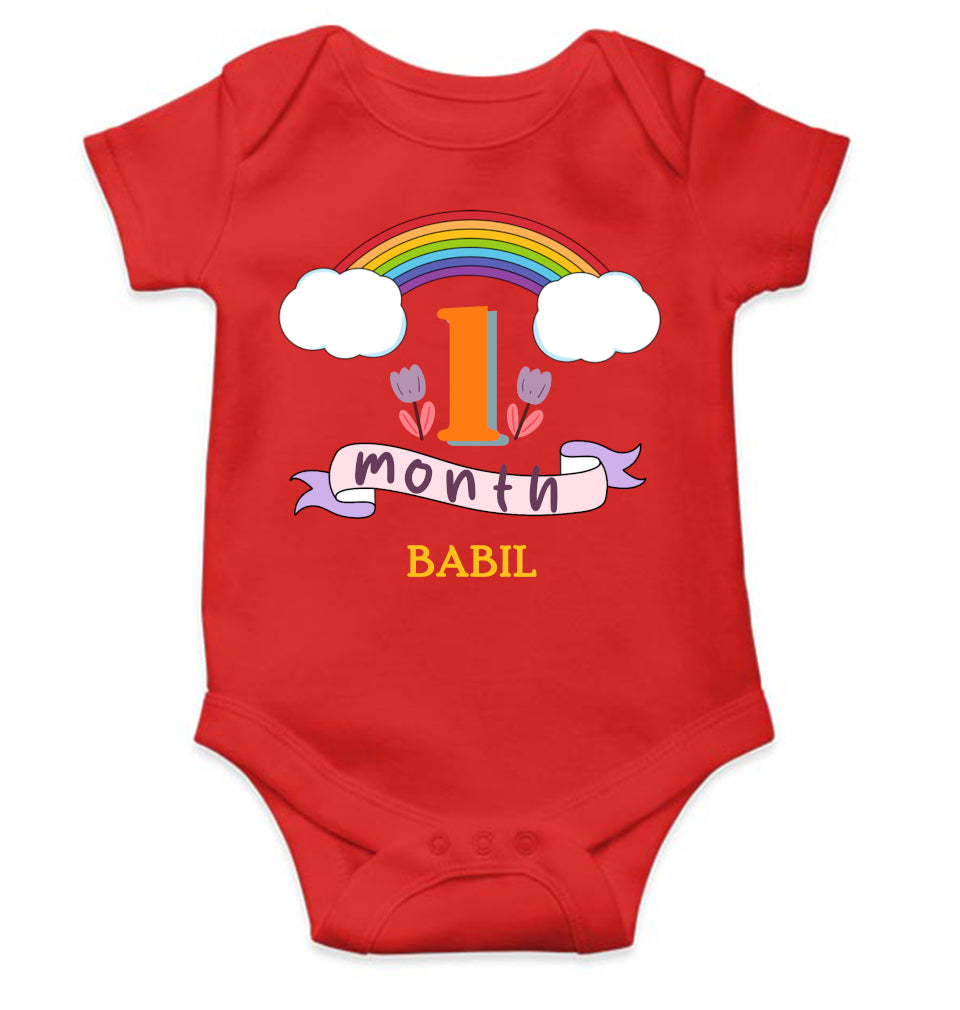 Custom Name First Month Rompers for Baby Boy- FunkyTeesClub