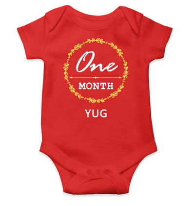 Custom Name One Month Rompers for Baby Boy- FunkyTeesClub