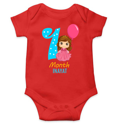 Custom Name First Month Rompers for Baby Girl- FunkyTeesClub