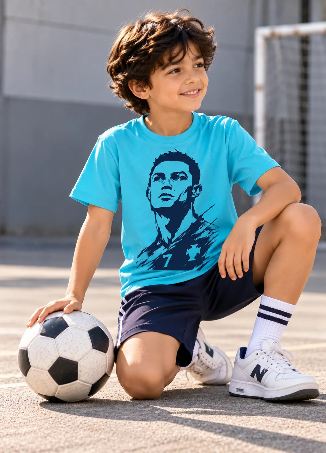Ronaldo Football sky blue Tshirt
