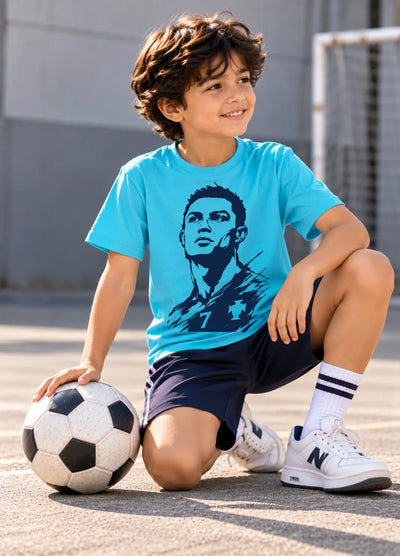 Ronaldo Football sky blue Tshirt