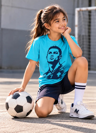 Ronaldo football Sky blue Tshirt
