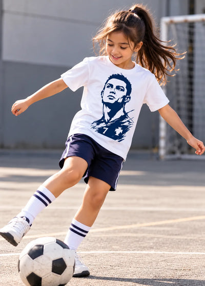 Ronaldo football white Tshirt