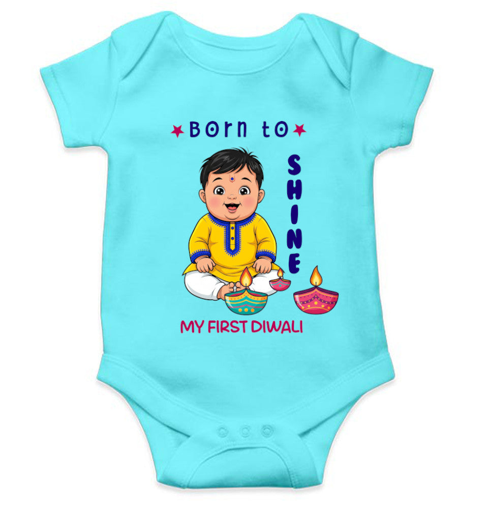 Born To Shine Diwali Rompers for Baby Boy- FunkyTeesClub