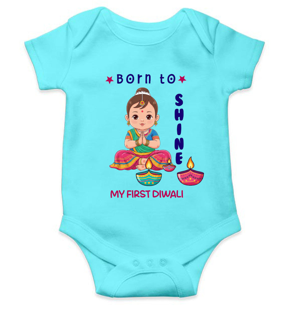 Born To Shine Diwali Rompers for Baby Girl- FunkyTeesClub