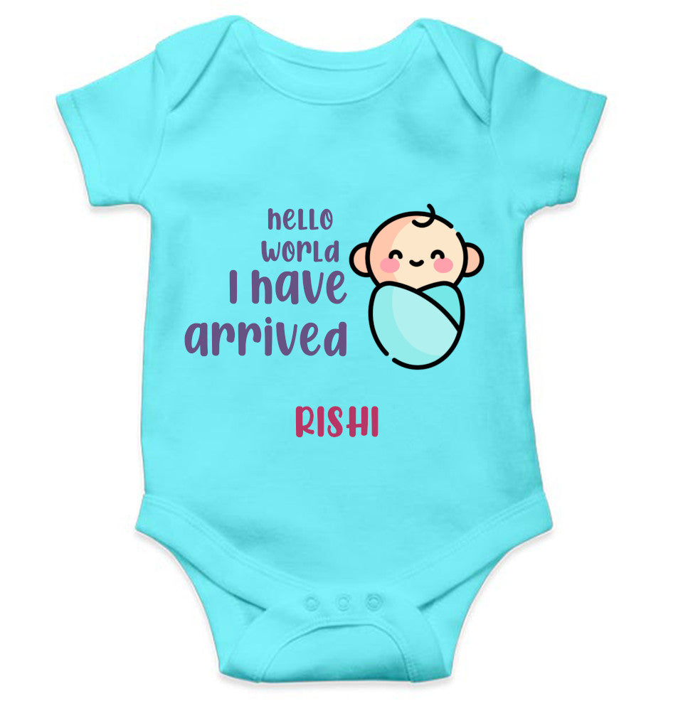 Custom Name Hello World I Have Arrived New Born Rompers for Baby Boy- FunkyTeesClub