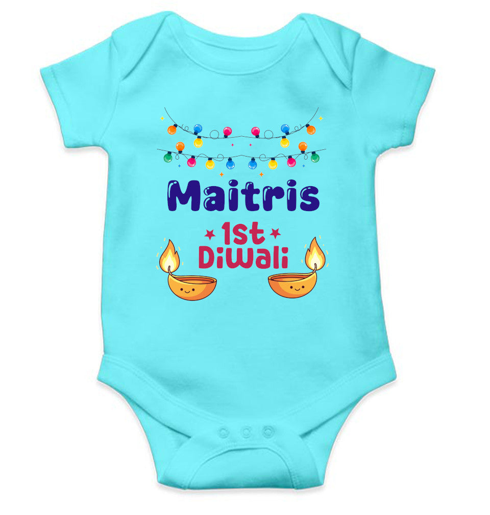 Custom Name First Diwali Diwali Rompers for Baby Girl- FunkyTeesClub