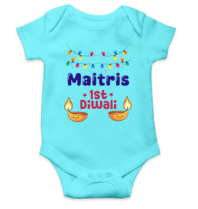 Custom Name First Diwali Diwali Rompers for Baby Girl- FunkyTeesClub