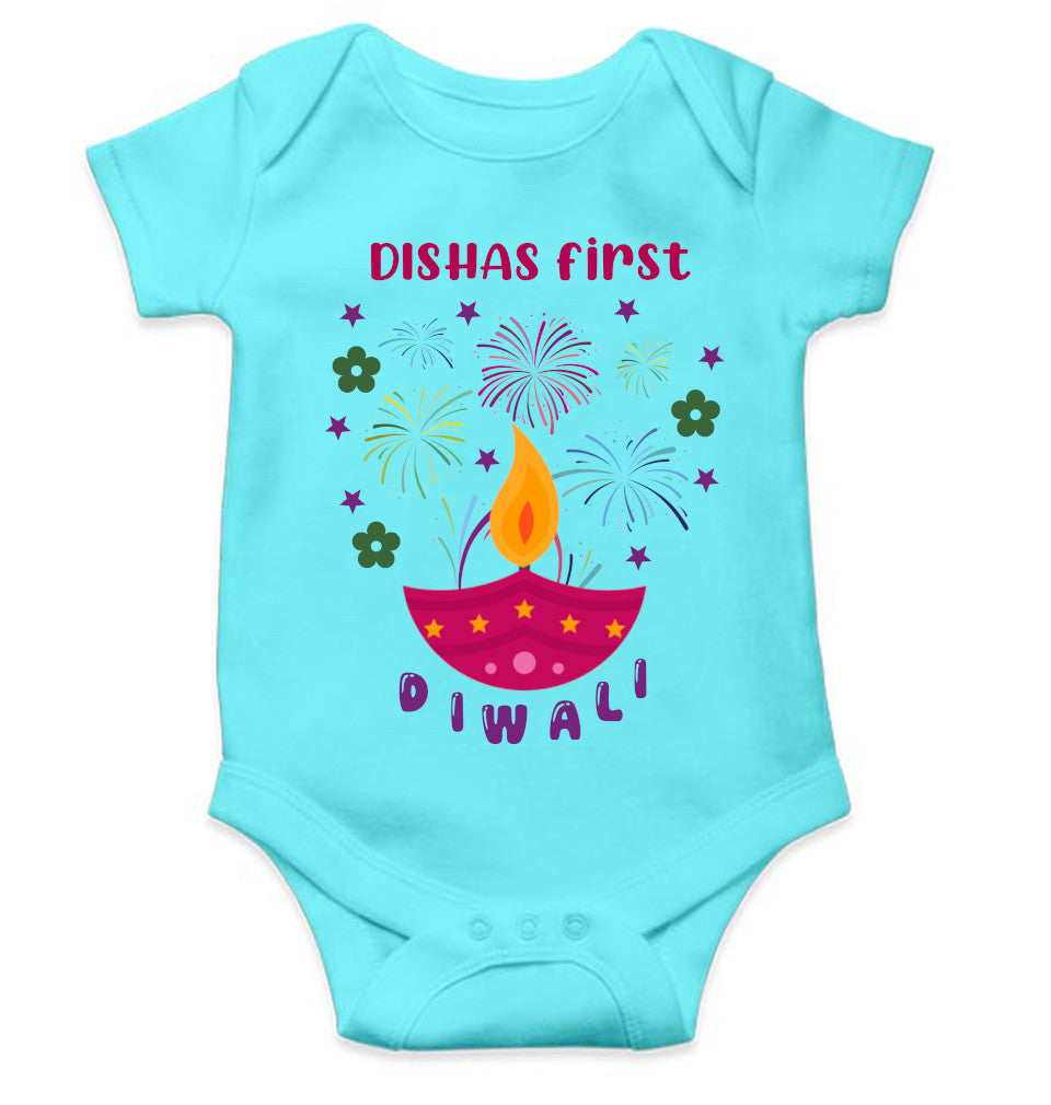 Custom Name First Diwali Celebration Diwali Rompers for Baby Girl- FunkyTeesClub