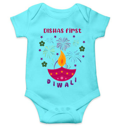 Custom Name First Diwali Celebration Diwali Rompers for Baby Girl- FunkyTeesClub