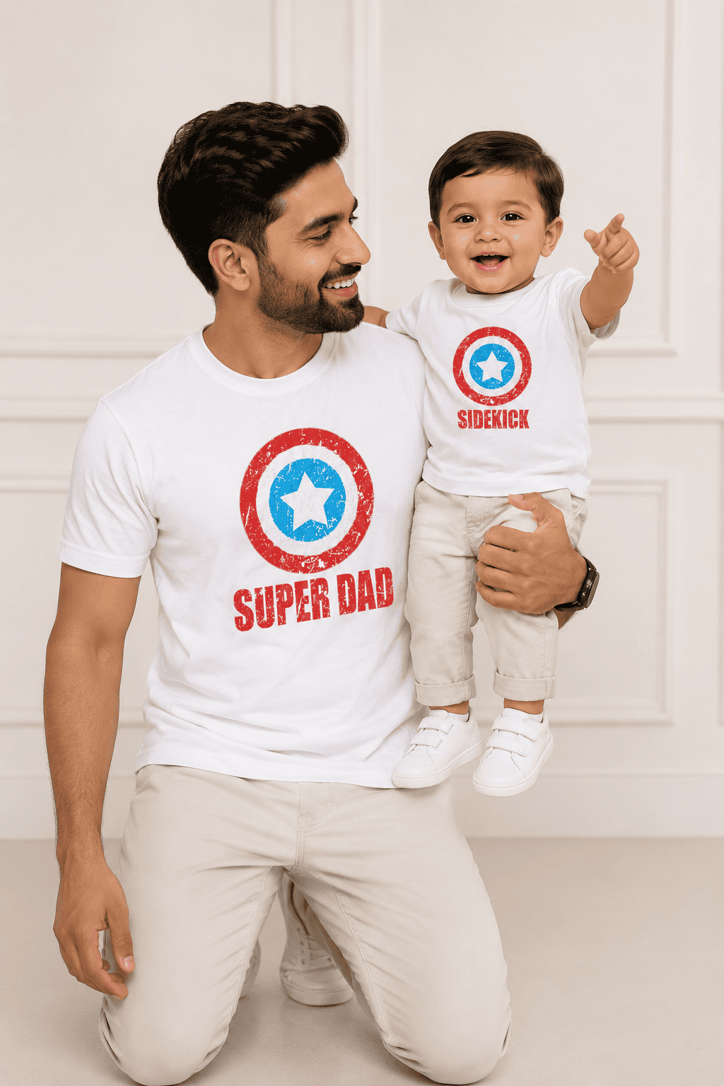 Super Dad Side Kick Father and Son Matching T-Shirt- FunkyTeesClub
