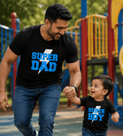 Super Dad & Super Boy Father and Son Matching T-Shirt- FunkyTeesClub