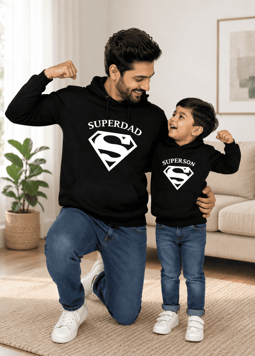 Super Son Super Dad Father and Son Matching Hoodies- FunkyTeesClub