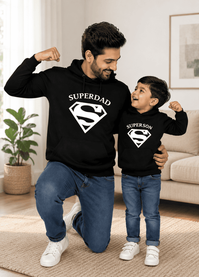Super Son Super Dad Father and Son Matching Hoodies- FunkyTeesClub