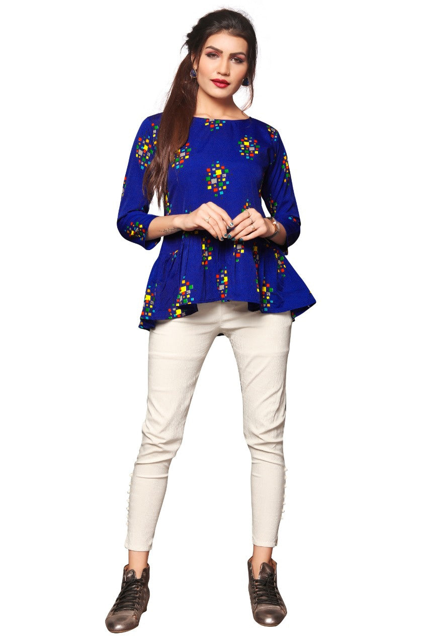 Designer Soft Crepe Round Neck Fancy Sleeves Top for Girls and Women-FunkyTeesClub