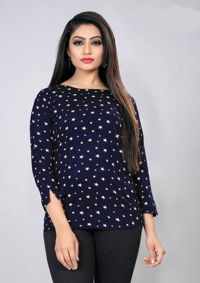 Designer Soft Crepe Round Neck Fancy Sleeves Top for Girls and Women-FunkyTeesClub