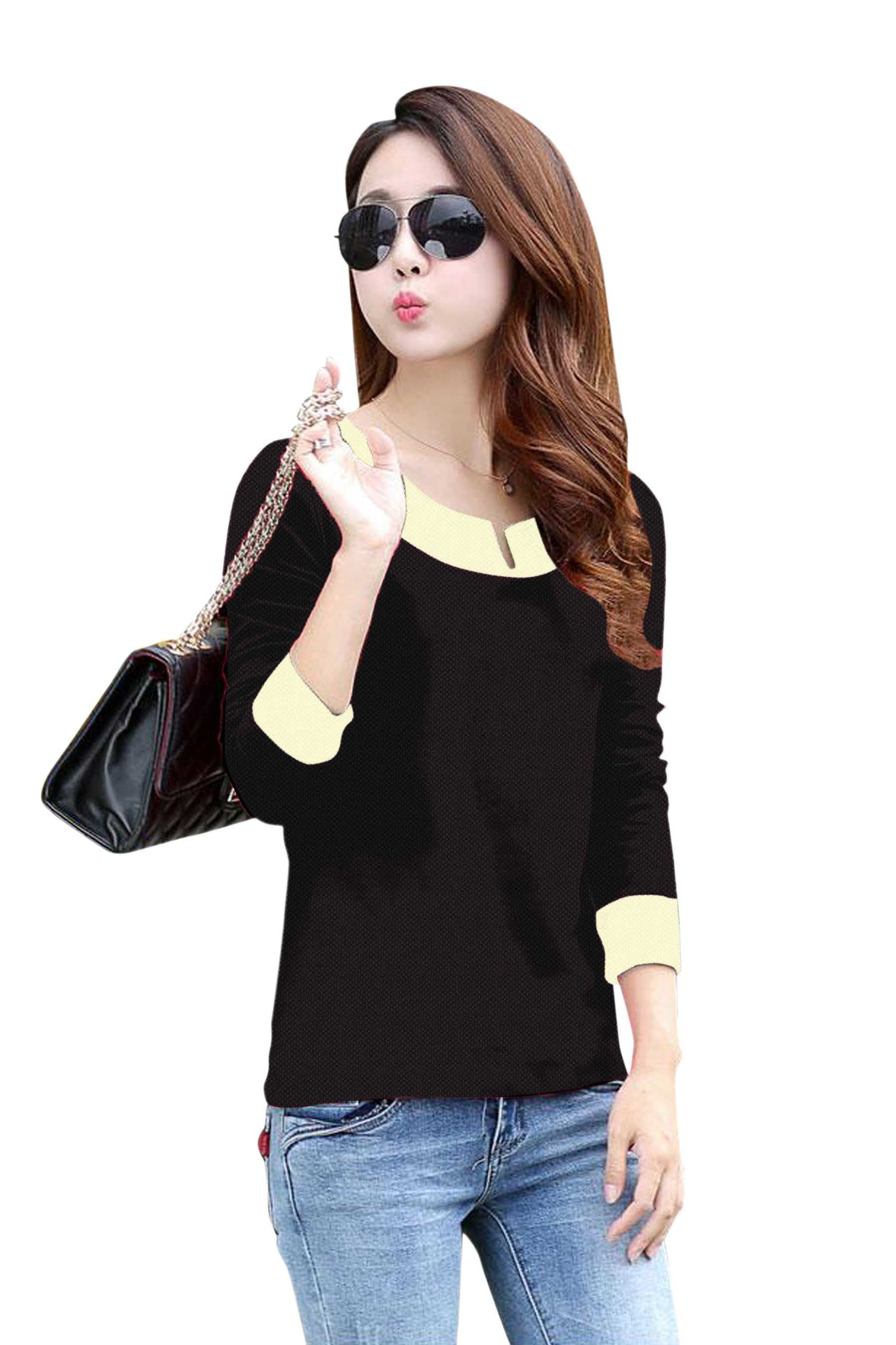 Full Sleeve Designer Stretchable T-Shirt for Girls and Women-FunkyTeesClub