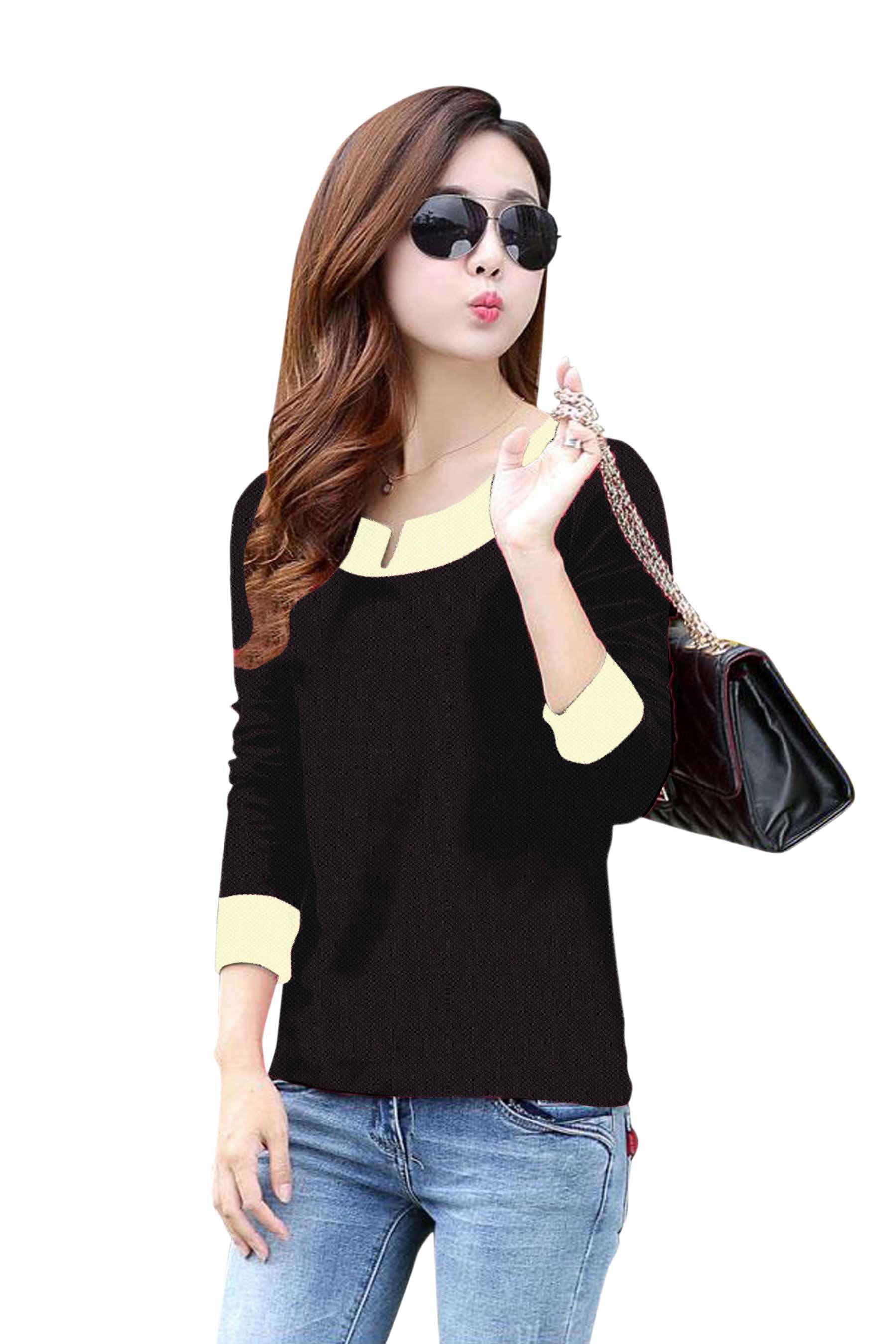 Full Sleeve Designer Stretchable T-Shirt for Girls and Women-FunkyTeesClub