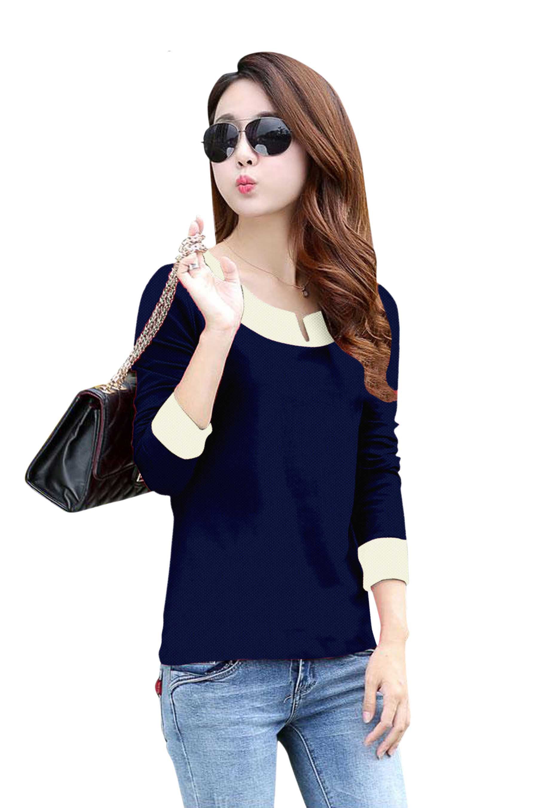 Full Sleeve Designer Stretchable T-Shirt for Girls and Women-FunkyTeesClub
