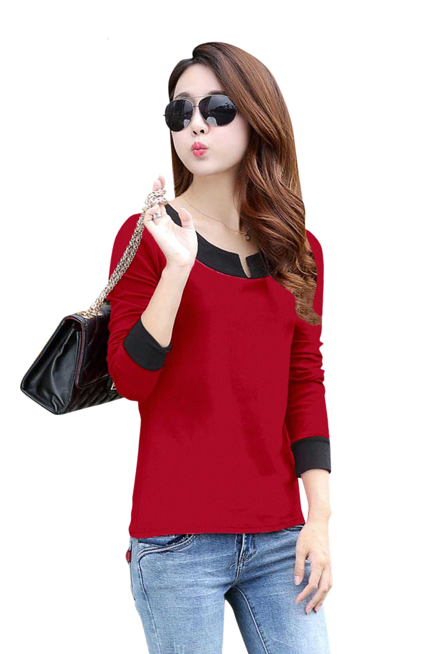 Full Sleeve Designer Stretchable T-Shirt for Girls and Women-FunkyTeesClub