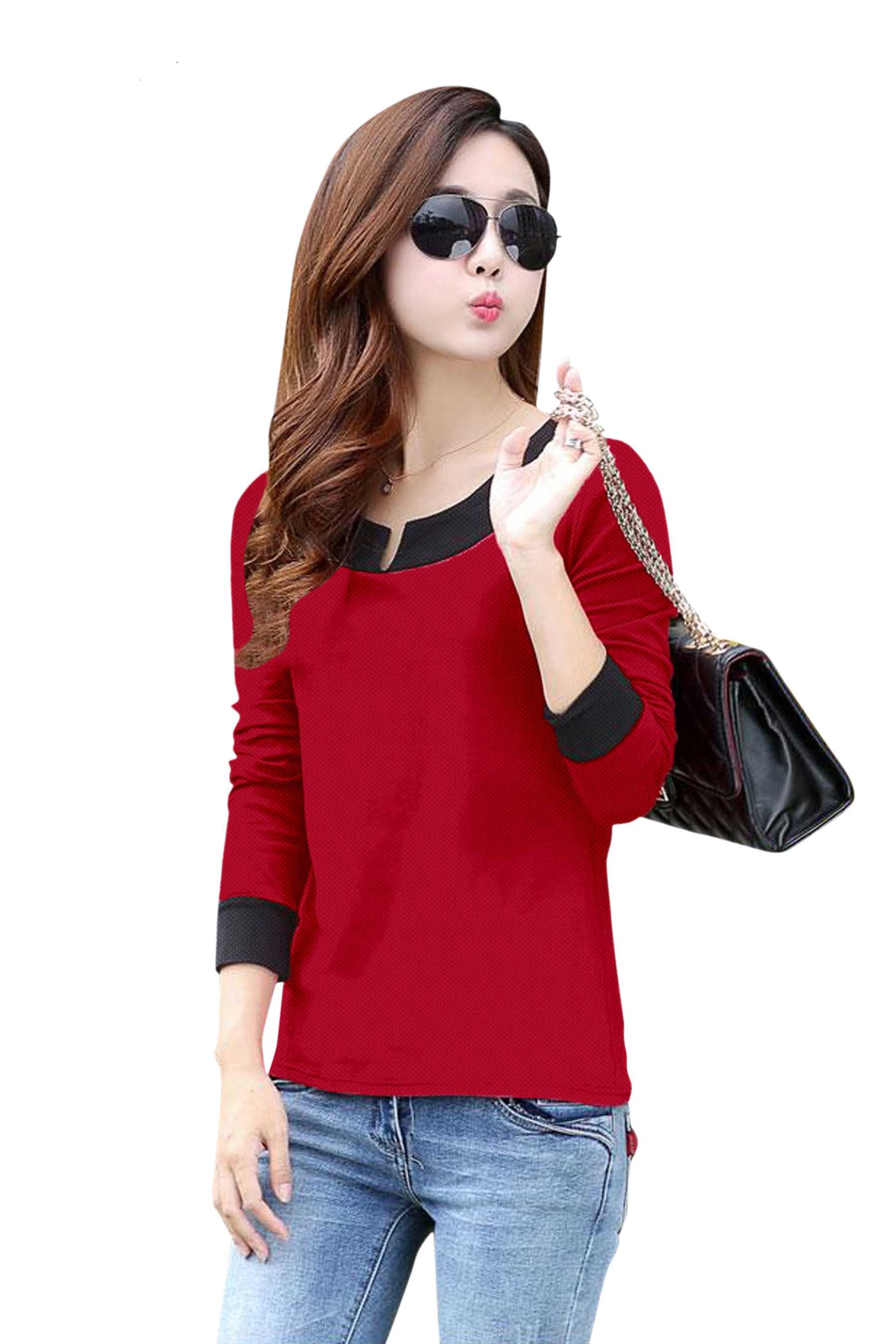 Full Sleeve Designer Stretchable T-Shirt for Girls and Women-FunkyTeesClub