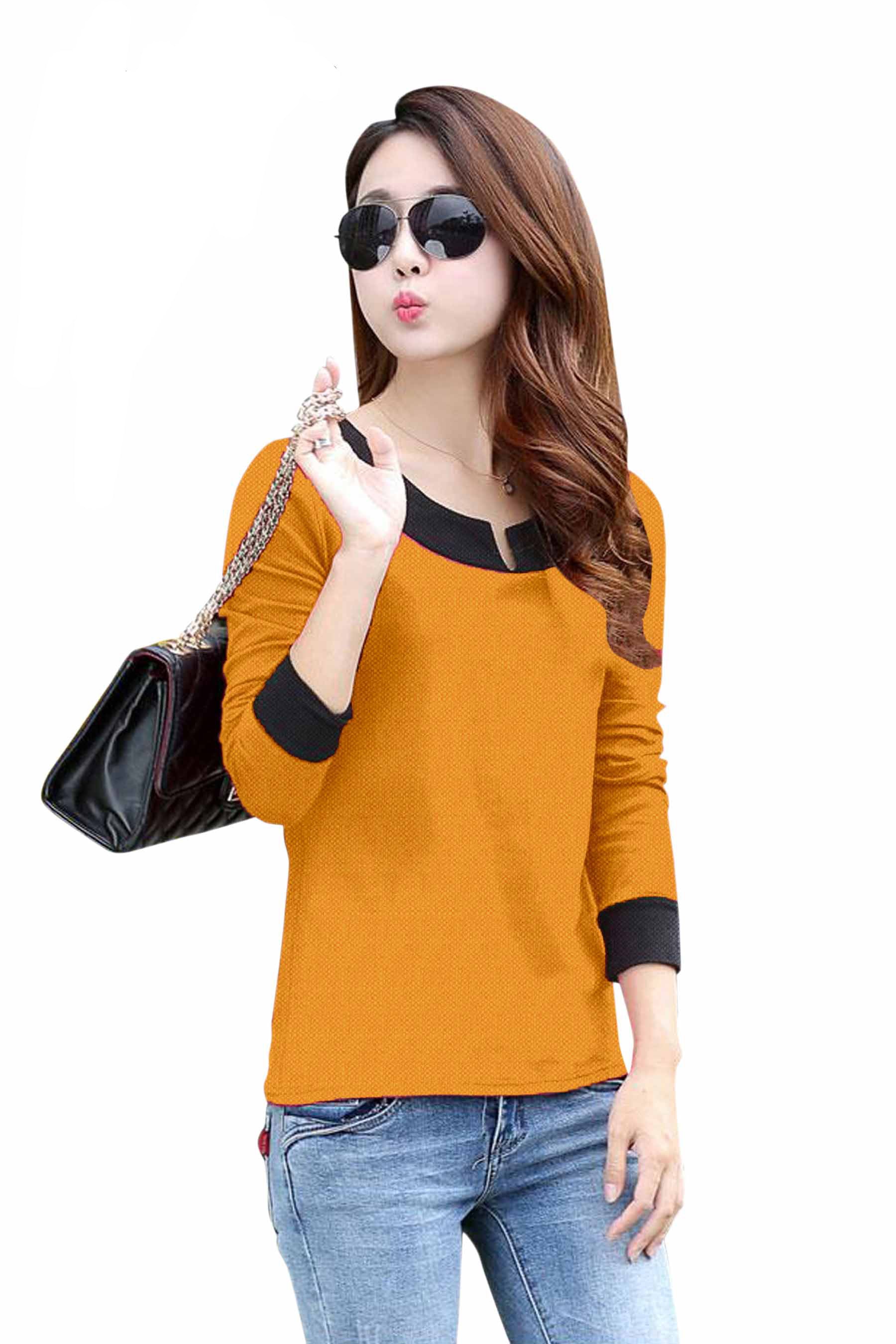 Full Sleeve Designer Stretchable T-Shirt for Girls and Women-FunkyTeesClub