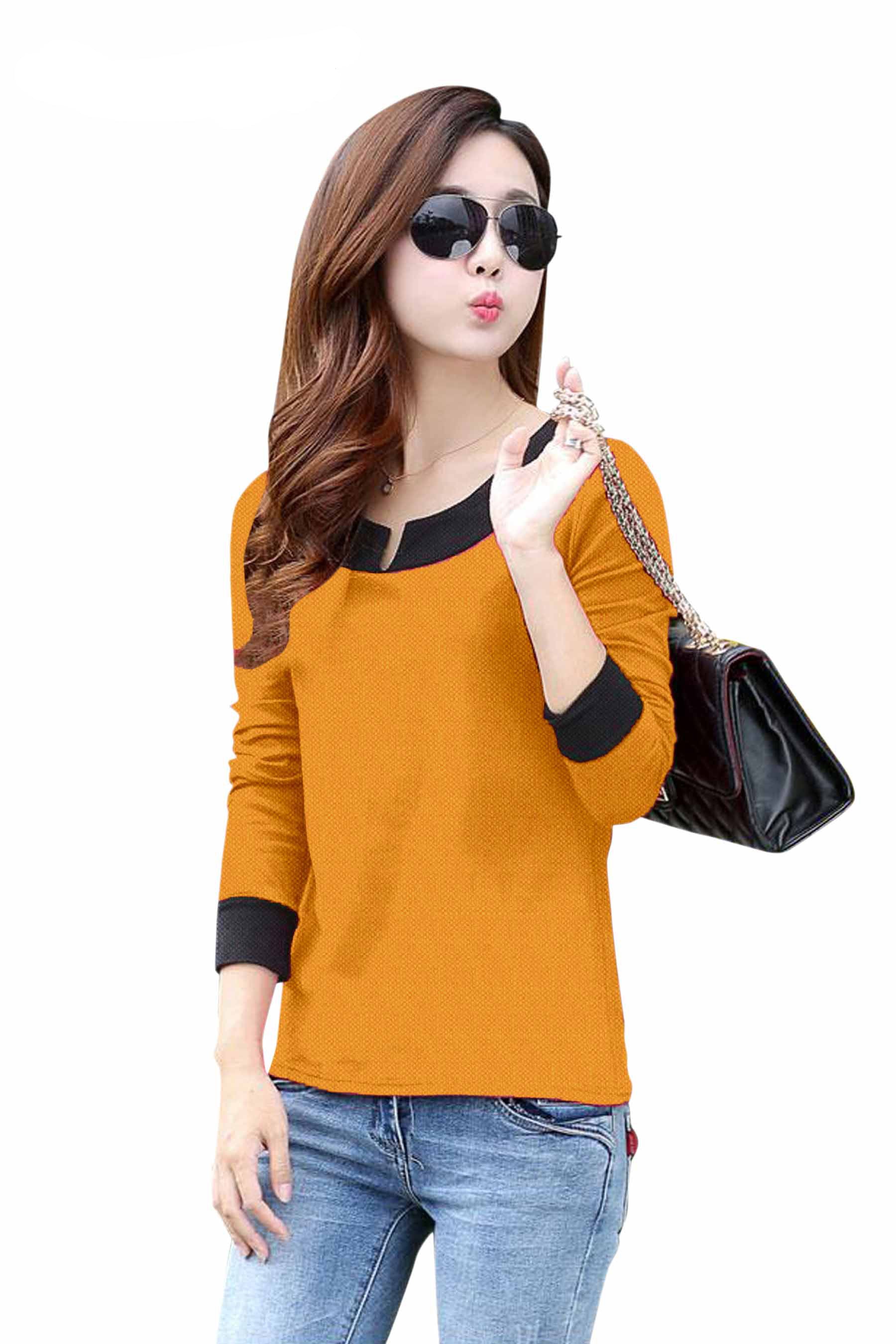 Full Sleeve Designer Stretchable T-Shirt for Girls and Women-FunkyTeesClub
