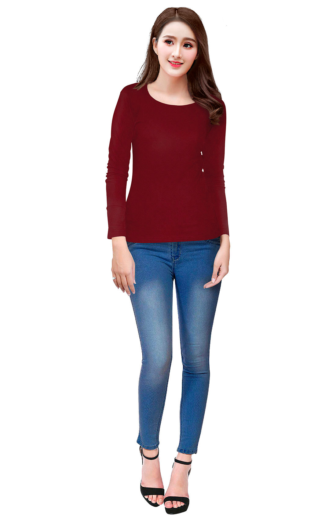 Full Sleeve Designer Stretchable T-Shirt for Girls and Women-FunkyTeesClub