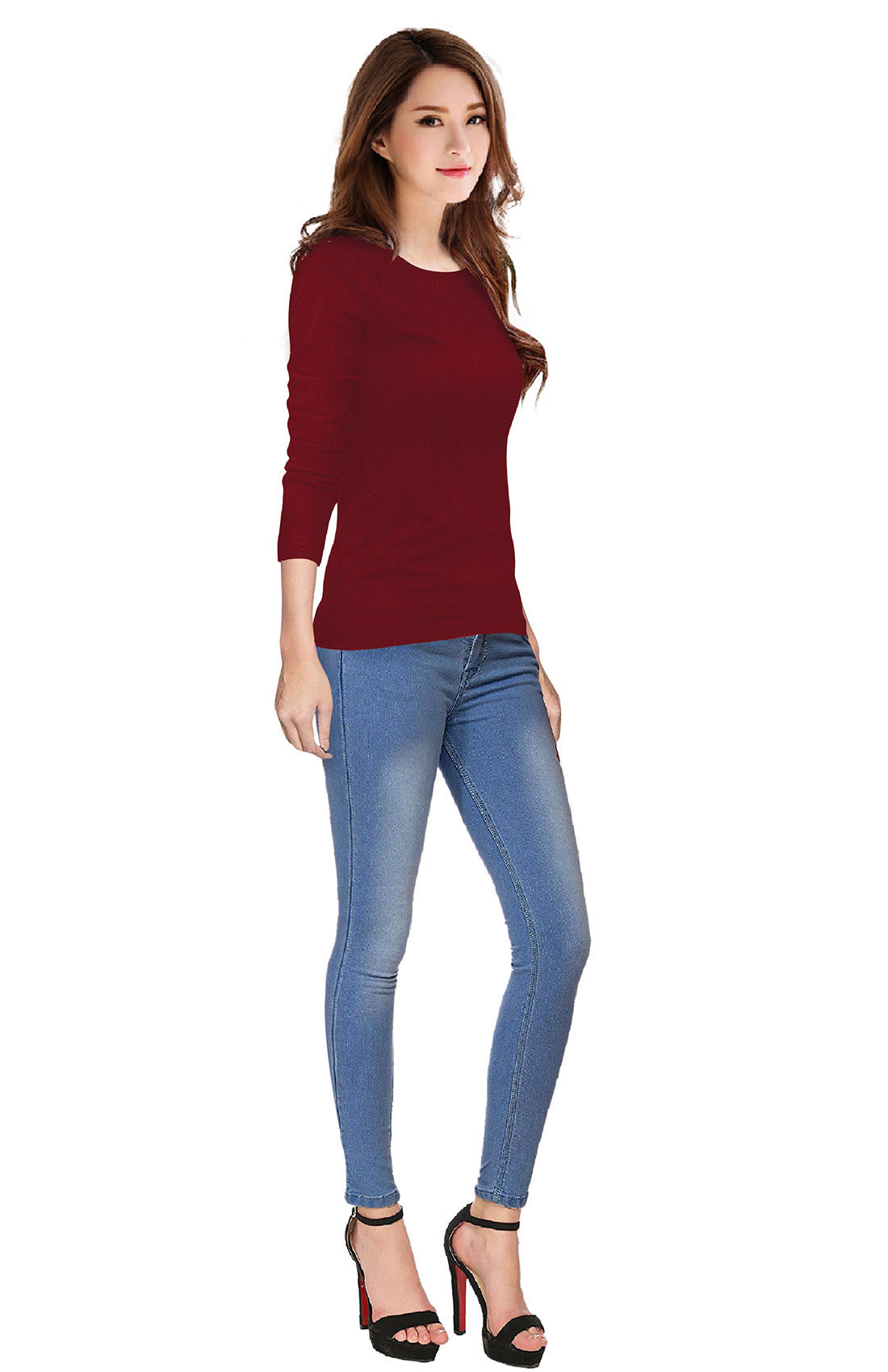 Full Sleeve Designer Stretchable T-Shirt for Girls and Women-FunkyTeesClub
