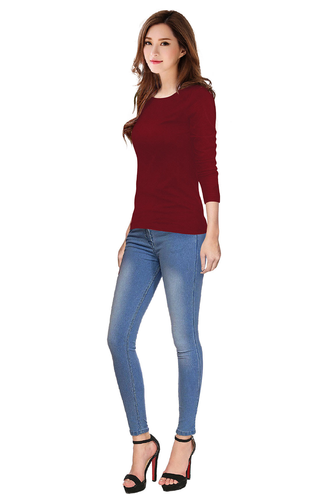 Full Sleeve Designer Stretchable T-Shirt for Girls and Women-FunkyTeesClub