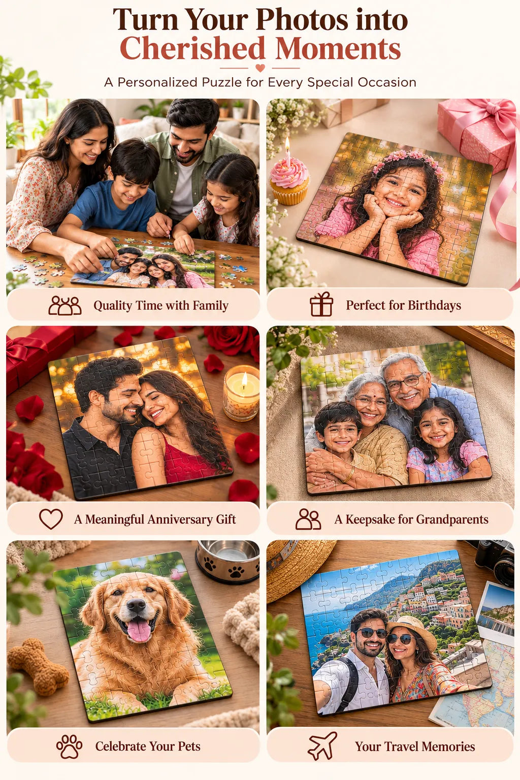 Custom Photo Jigsaw Puzzle – 120 Pieces | Personalized Gift