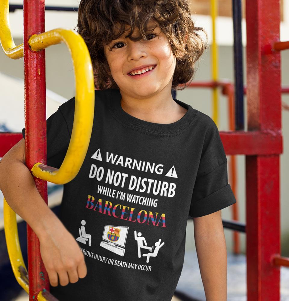 Warning FCB Half Sleeves T-Shirt for Boy-FunkyTeesClub