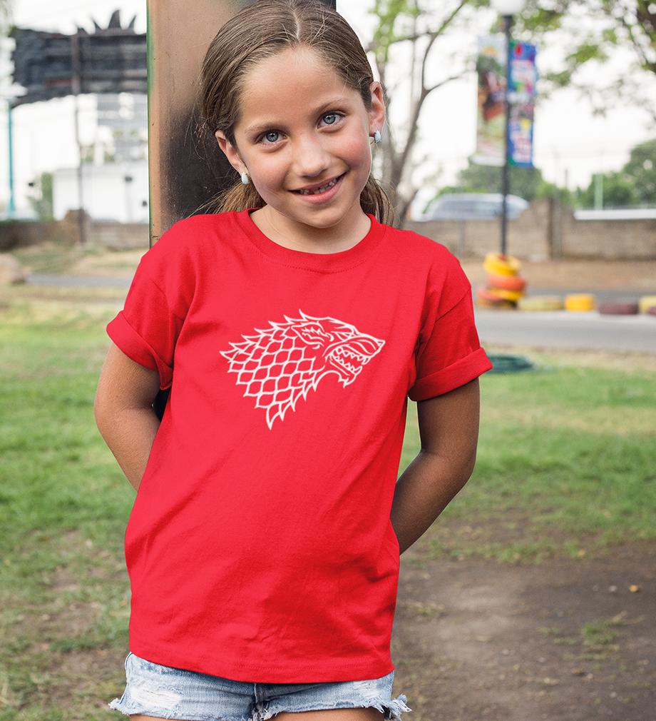 GOT Game Of Thrones Stark Logo Half Sleeves T-Shirt For Girls -FunkyTeesClub