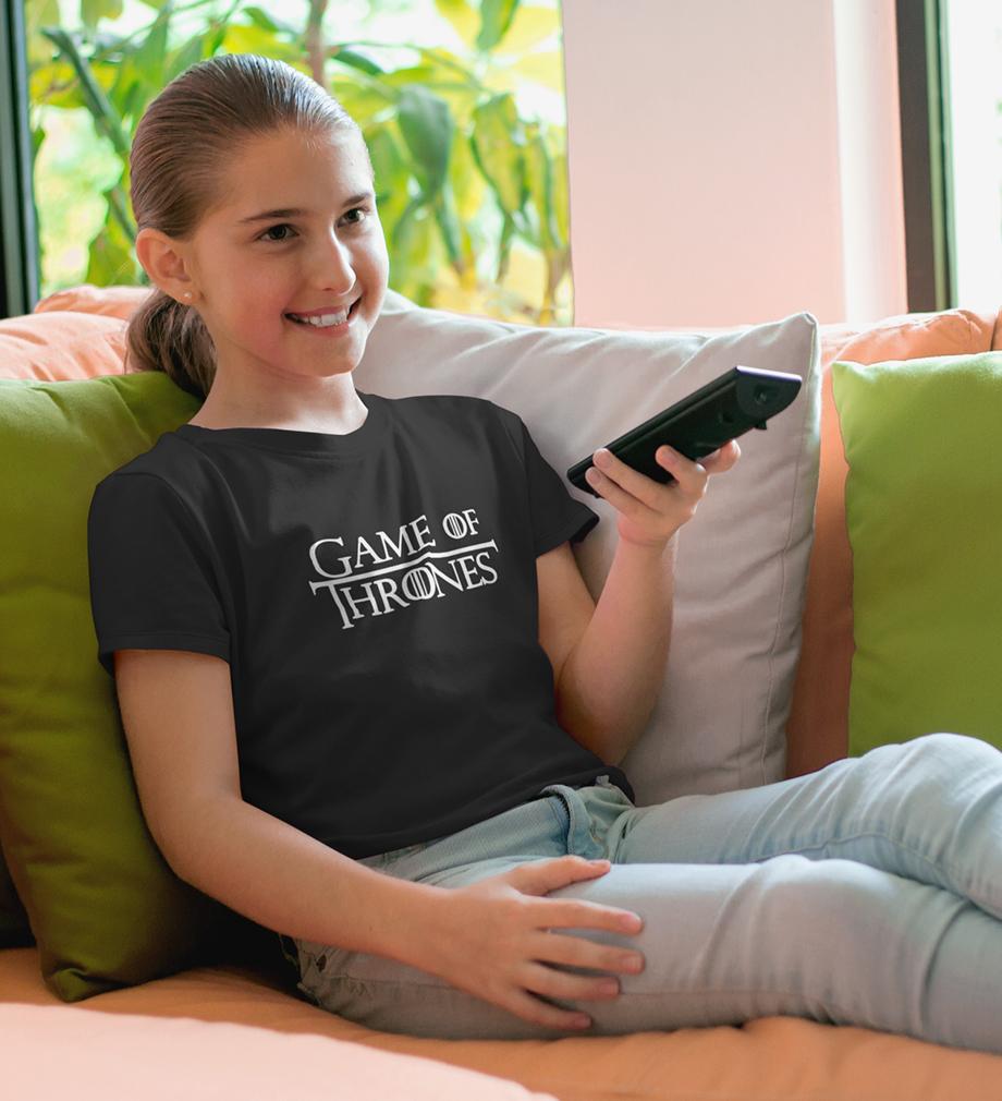 GOT Game Of Thrones Logo Half Sleeves T-Shirt For Girls -FunkyTeesClub