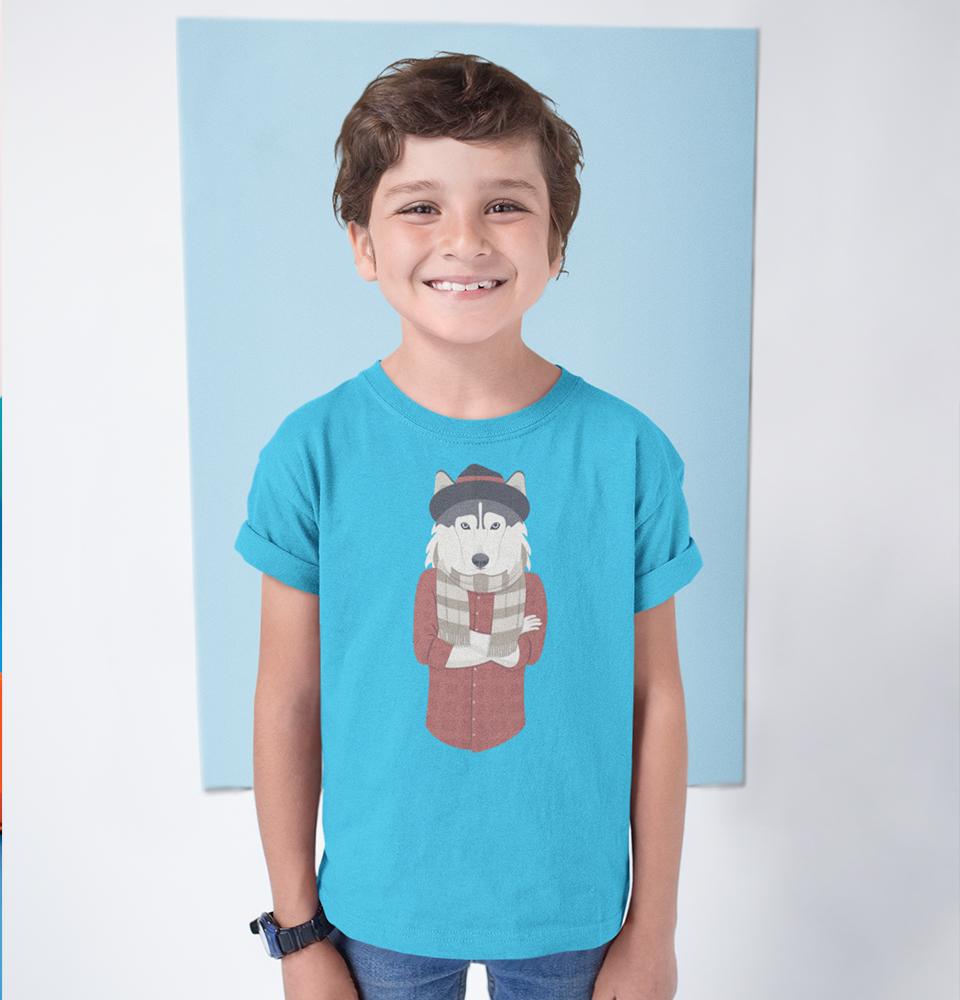 Hipster Wolf Half Sleeves T-Shirt for Boy-FunkyTeesClub